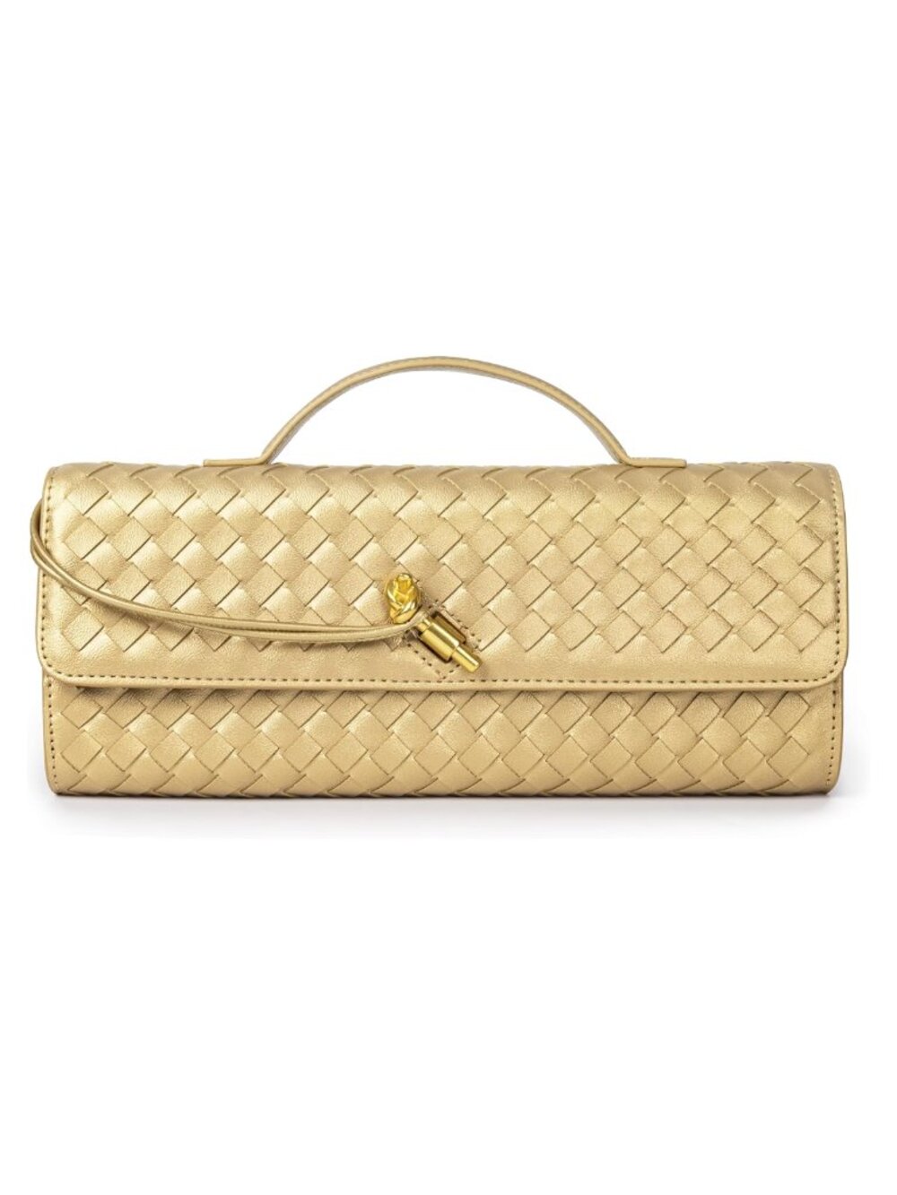Woven Vegan Leather Evening Clutch Crossbody Bag